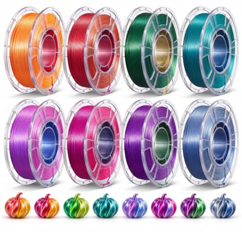 iplusmile 8 Silk Dual Color PLA Filament Bundle 1.75mm for 3D Printer, 2KG - color: Silk Dual Color Bundle, size: 2KG
