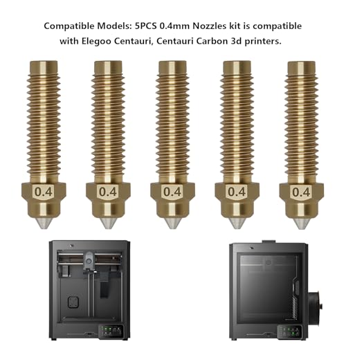 5PCS 0.4mm Nozzles for Centauri Carbon/2, 3D Printer Copper Alloy Hardened Steel Tip Hotend Nozzle Kit for Elegoo Centauri/Carbon/2/Carbon 2. - style: 0.4mm Nozzle
