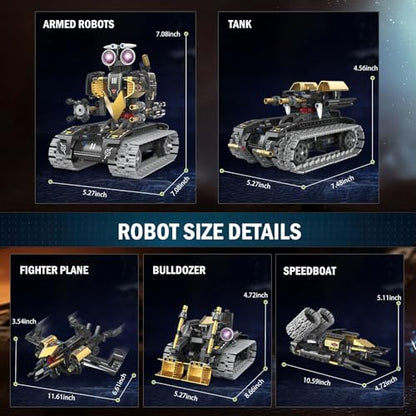 Robot Building Kit with Remote Control, STEM Gifts for Kids Age 8-12, Science Robot Kit Coding Robotics Technic Toy for Boys Girls Birthday Gifts, 5-in-1 Models with 323 Pieces