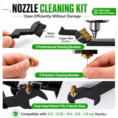 3D Printer Tools Kit, 46PCS 3D Printing Accessories for FDM SLA Resin Printers, Includes Nozzle Cleaning Kit, Print Removal Tools, Deburring Tool, Files, Flush Cutters, Pliers,Tweezers & More