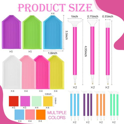 Affrolling 90 Pcs Diamond Art Tools, Drill Pens Trays Glue Clay - color: Bright Colors