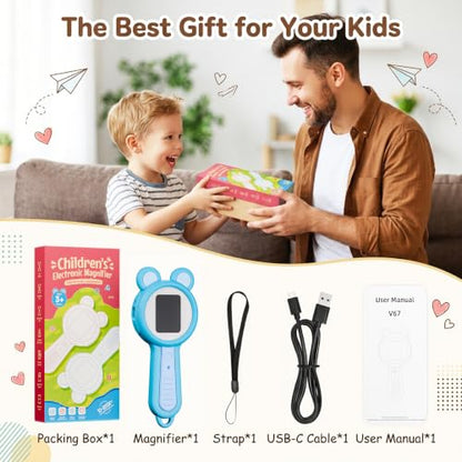 Kids Microscope Autofocus Magnifier STEM Gifts Toys for Ages 4-12 - color: Pink-panda ear