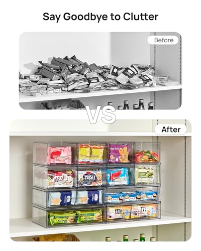 Vtopmart Stackable Storage Drawers Set of 6, Plastic Organizer Bins - style: 4 Small+2 Wide