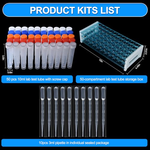 50pcs 10ml vials with caps Plastic Cryogenic Test Tubes with caps lab cryovial Tube Container cryovials with 10pcs 3ML Dropper Pipette (50pcs 10ml Test Tubes) - size: 50pcs 10ml test tubes