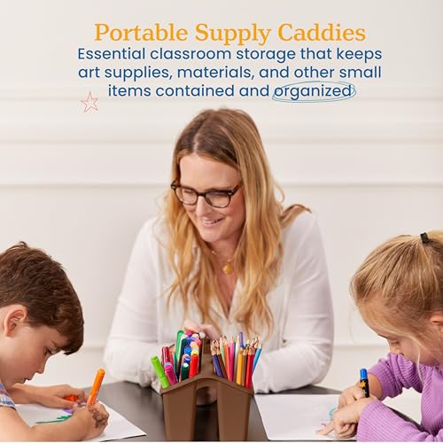 ECR4Kids 4-Compartment Small Storage Caddy Organizer, 6-Pack, Earthtone - color: Earthtone