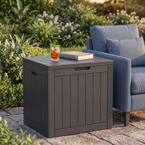 NicBex 30 Gallon Deck Box, Waterproof Resin Outdoor Storage Box Lockable for Patio Furniture, Fade Resistant Patio Side Table & Organizer for Garden Tools, Pool Floats, Outdoor Cushions, Black - color: Black-mw