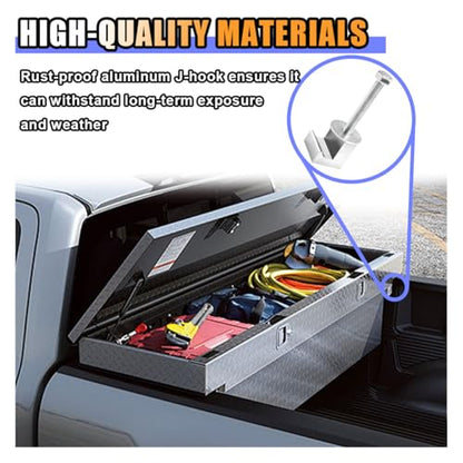 smilfuy 4PCS Truck Tool Box Mounting Clamp Kit, J Hooks No Drilling, Silver - color: Silver