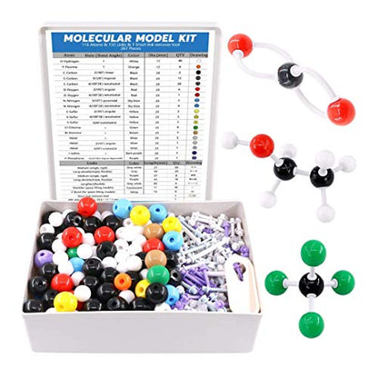 Swpeet 267 Pcs Organic Chemistry Molecular Model Student and Teacher Kit, Chemistry Molecular Model Student and Teacher Set - 116 Atoms & 150 Links & 1 Short Link Remover Tool - style: 267 Pieces Molecular Model Kit
