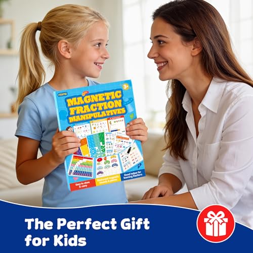 Magnetic Fraction Educational Puzzle, Magnetic Fraction Demonstration Book, Fraction Tiles & Circles, Montessori Math Manipulatives for Elementary School, Fraction Learning Toys for Kids - color: Three pages