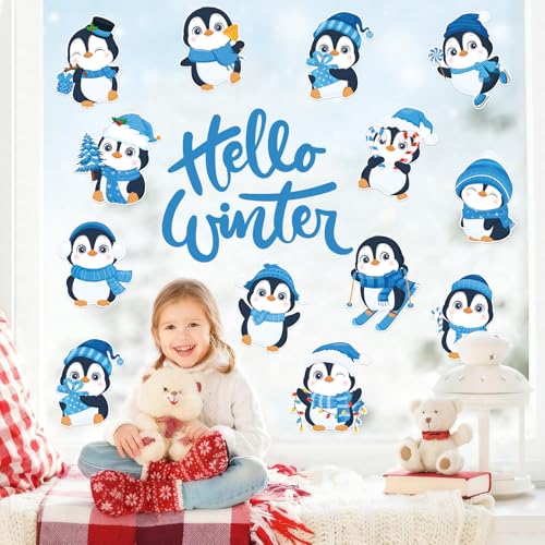 48Pcs Winter Penguin Cutouts, Cute Penguin Paper Cut Outs Bulletin Board Decor for Winter Christmas Holiday Home Office Classroom Chalkboard Window Wall Door Decor - style: Penguin