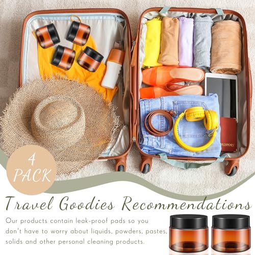 Patelai 4 Pcs Plastic Jars with Lids, Amber, 2 oz, Wide Mouth - color: Amber, size: 2 oz