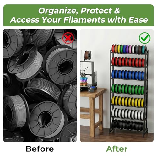 3D Printer Filament Rack, 7-Tier Heavy Duty Filament Storage Shelf, Reinforced Steel Organizer for PLA PETG ABS TPU Spools, Adjustable for 200g5kg Filaments, Ideal for Print Farm, Maker Space, Lab