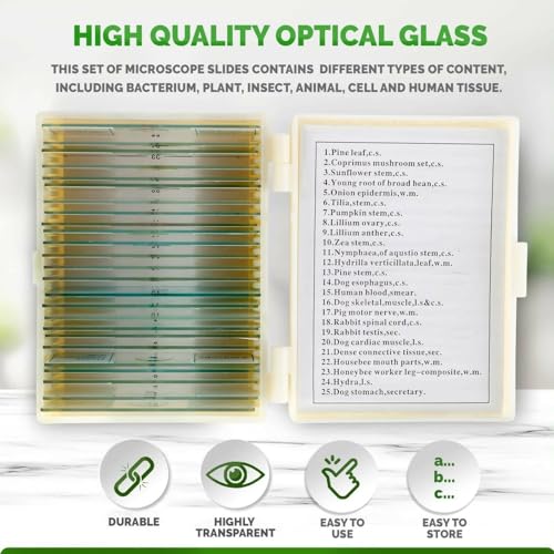 AmScope PS25P Prepared Microscope Slides, Plastic Case, 25pc - color: White