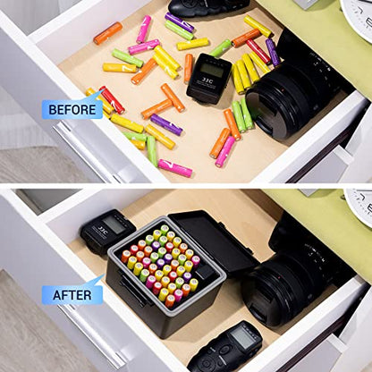 JJC 44 Slots AAA Triple A Battery Case Holder with Removable Battery Tester - color: For 44xAAA Battery