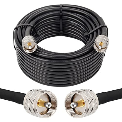 MOOKEERF RG8x Coaxial Cable 35ft,CB Coax Cable 50 Ohm,UHF PL259 Male to Male Low Loss CB Antenna Extension for HAM Radio,VHF Radio,SWR Meter,Dummy Load,Antenna Analyzer - size: 35FT