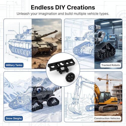 504PCS Technical Tank Track & Wheel Set Treads Chain Links Tank Robot Sleigh Car Motorcycle Toy Accessories Compatible with LEGO and Major Building Brands, Gift for Kids Ages 6 7 8 9 10 11 12+