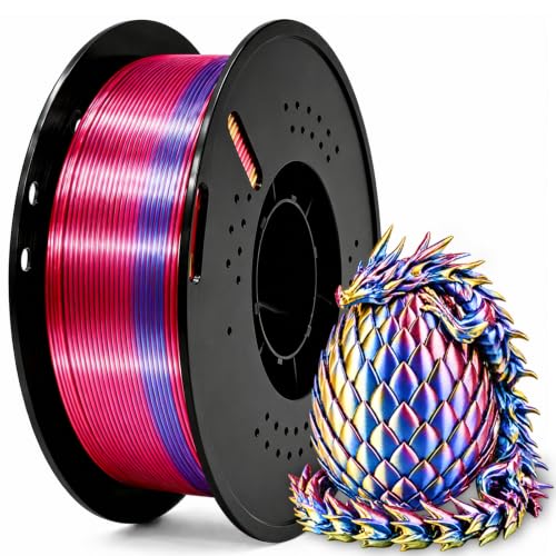 Pre-Dried Silk PLA+ 3D Printer Filament, Shiny Tri-Color PLA+ Filament 1.75mm, Moisture Content <0.3%, Multi Color Change Filament for Most FDM 3D Printers - 1KG Spool (Red Blue Gold) - color: Red Blue Gold