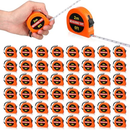 Copkim 50 Pcs Mini Tape Measure Keychain Bulk 6 Ft Retractable,Orange - color: Orange