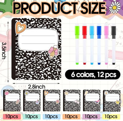 Kingdder 72 Pcs Magnetic Name Tags, Composition Dry Erase Locker Labels - style: Composition
