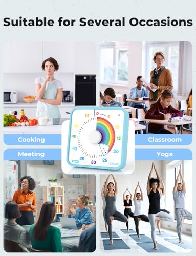 LIORQUE 7.5-Inch Large Visual Timer, 60-Minute Classroom Timer Magnetic - color: Rainbow