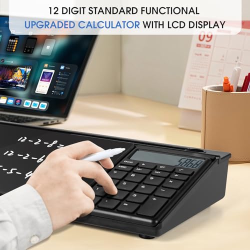 Varhomax Glass Desk Whiteboard Gray with Calculator - color: Calculator-black