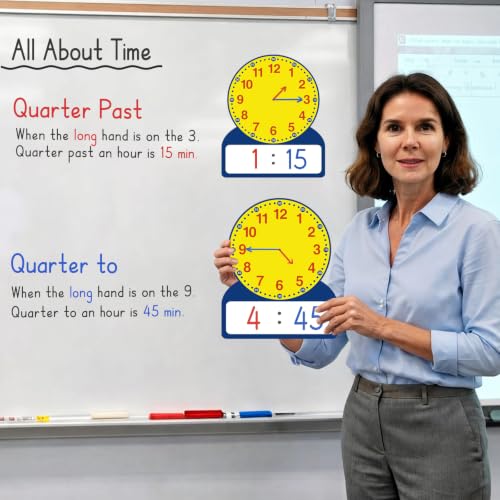 Magnetic Dry Erase Teaching Clock, Analog & Digital Time - size: 12x10" Rectangle