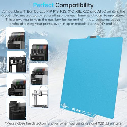 BIQU Cryogrip Pro Frostbite for Bambu-Lab X2D,P2S,P1P,P1S,X1C,X1E,A1 - color: Frostbite, size: X2D/P2S/P1/X1/A1