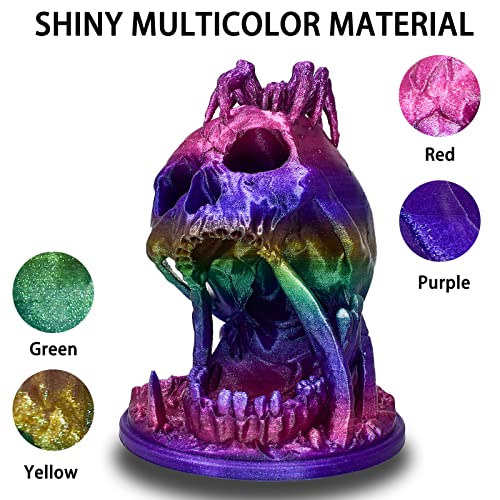 Rainbow PLA Filament 1.75mm, 3D Printer Filament Multicolor PLA Filament, Color Change Shiny PLA Filament 1.75mm, 3D Printing Filament 1kg/2.2lb - color: Shiny 4 Color Change