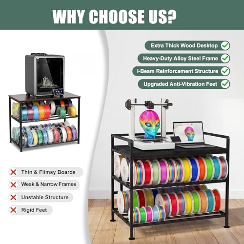 3D Printer Stand with Filament Storage Vibration Elimination Black - color: Black
