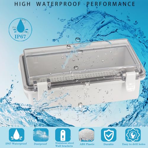 Waterproof Outdoor Electrical Box Junction Box Weatherproof IP67 ABS Plastic Enclosure Switch Router Project Box with Mounting Plate with Wall Bracket 2 Cable Glands Clear 7.9"x3.9"x2.8" - color: Clear, size: 7.9" x 3.9" x 3.5" 1pc