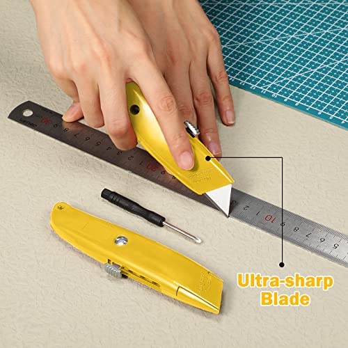 Reginary 20 Pcs Box Cutter Bulk Retractable Utility Knife, Yellow - color: Yellow