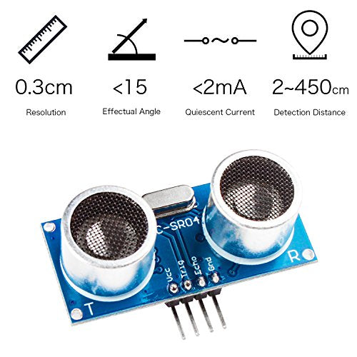 Smraza 2Pcs HC-SR04 Ultrasonic Distance Sensor with 2 Brackets for Arduino