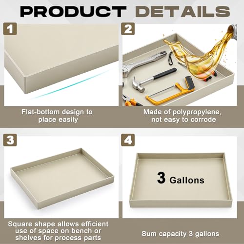 Maxdot 24 x 17 x 2.3 Inches Polypropylene Utility Tray Multifunctional Rectangular Plastic Containment Tray for Lab Kitchens Cosmetics Work Benches Shelf Use - size: 24" x 17" x 2.3"