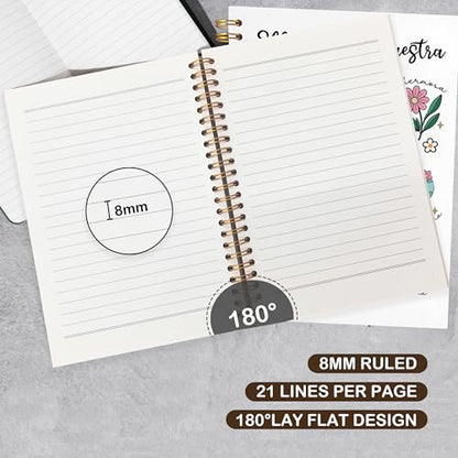 VIIJJUE Teacher Maestra Appreciation Gifts Notebook, Back to School Gifts for Teachers, Regalos Para Maestras Mujeres, Educator Hardcover Spiral Notebooks, 5.5x8.3 Inch - color: Teacher-02