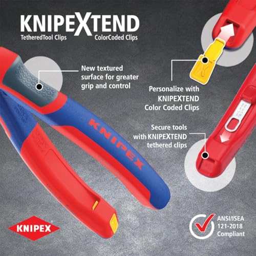 KNIPEX Tools - High Leverage Angled Diagonal Cutters, 12 Degree Angled, Multi-Component (7422200SBA), 8 inches