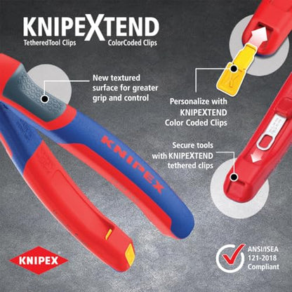 KNIPEX Tools - High Leverage Angled Diagonal Cutters, 12 Degree Angled, Multi-Component (7422200SBA), 8 inches