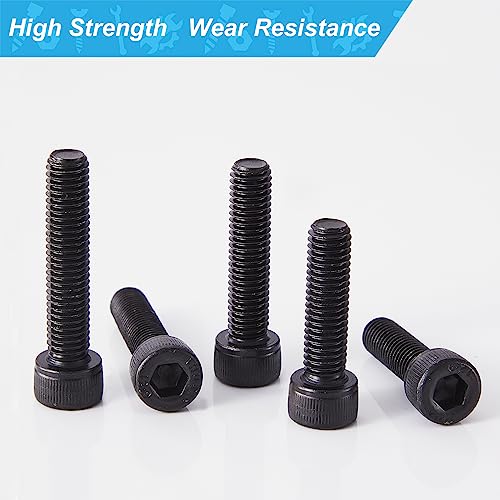 M4 x 8mm 10mm 12mm 16mm 20mm Hex Socket Head Cap Screws Bolts, 12.9 Grade Alloy Steel, Black Oxide Finish, Metric Allen Drive, Fully Threaded, Assortment Kit 100Pcs - size: Socket M4x8-20 mm