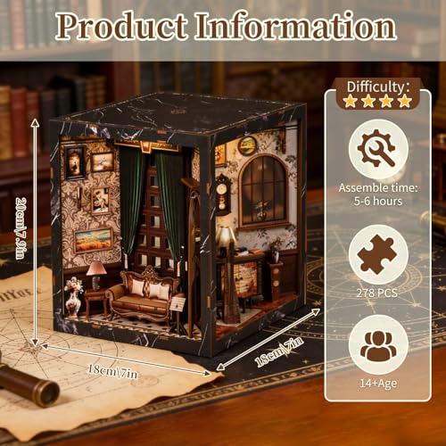 Book Nooks for Adults, DIY Miniature Dollhouse BookNook Kit Gifts - style: Classical Music Room