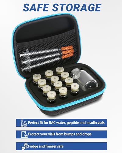 13 Slots Dual-Size 30ml and 3ml Peptide Case, BAC Water Vial Holder, Peptide Case for Fridge and Travel, Fits Standard Vials (Case Only) - size: 13 Slots Dual-Size