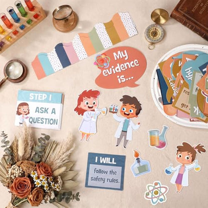 Pajean 93 Pcs Boho Science Bulletin Board Science Talk Classroom Decor - style: Boho Science