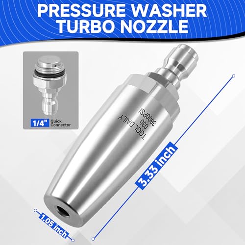 Tool Daily Turbo Nozzle Pressure Washer 360° Rotating, 7 Tips with Holder