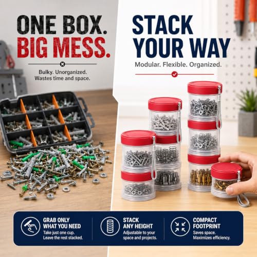 Tool Box Organizer, Screw Organizer, 12-Cup Stackable Parts Storage