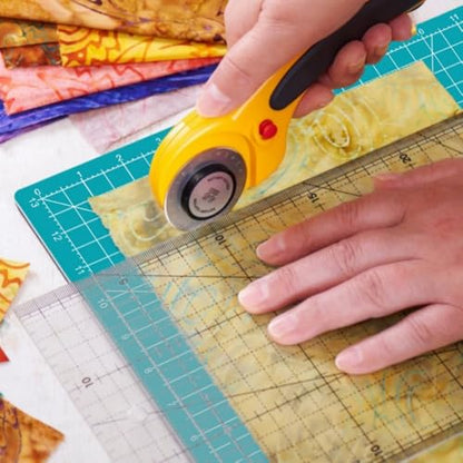 Rotating Self Healing Cutting Mat 14"x14" (13" Grid), Square Sewing Cutting Mat Board Perfect for Fabric Quilting & Art Projects, Turquoise - color: Turquoise