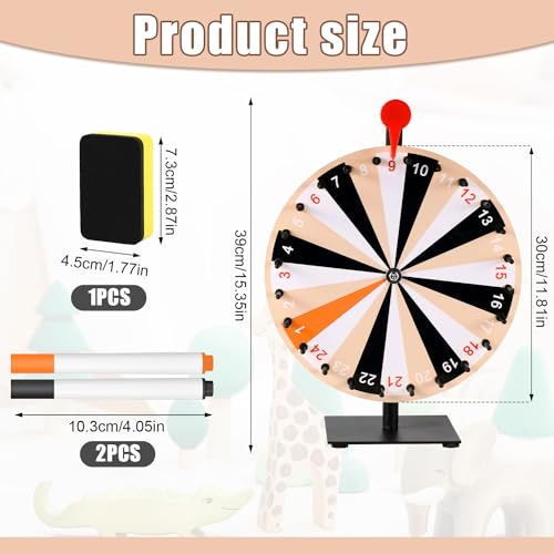 12 Inch Spinning Prize Wheel, 24 Slots Tabletop Prize Wheel with Stand