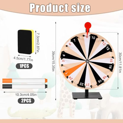 12 Inch Spinning Prize Wheel, 24 Slots Tabletop Prize Wheel with Stand