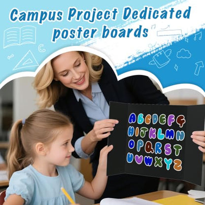 ISAIDNO 4 Pcs Trifold Poster Board, Small 21.4 x 14 in, Black Poster Boards - color: Black, size: 21.4 X 14 inches