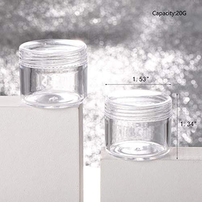 100 Count Clear Plastic Sample Containers 20g Empty Jars Cosmetic Containers with Lids Leak Proof Lip Balm Containers - color: Clear, size: 20g (100 Count)