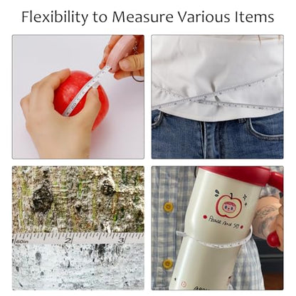 JEPELUS 10Pcs Tape Measure Body Measuring Tape Retractable with Keychains