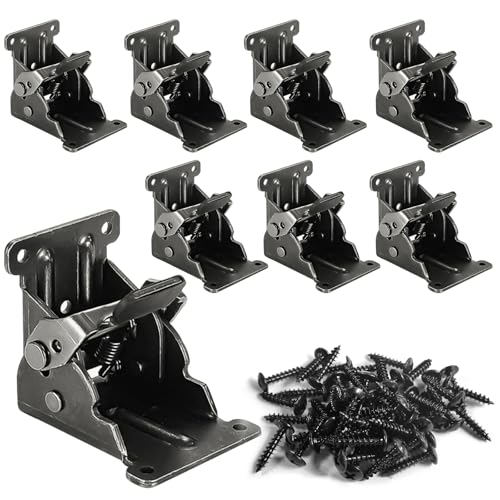 8Pc Fold Bracket for Table Bed Leg Feet,Self-Lock Hinge Hardware with Screw - size: Pack of 8