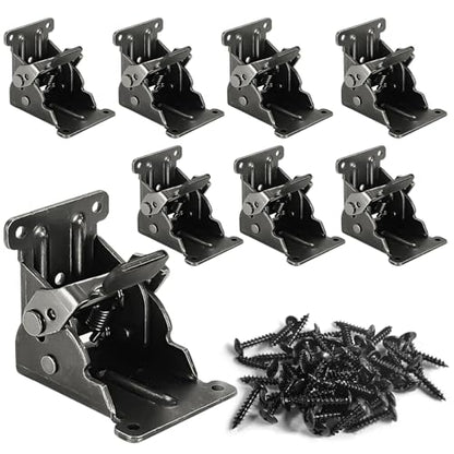 8Pc Fold Bracket for Table Bed Leg Feet,Self-Lock Hinge Hardware with Screw - size: Pack of 8